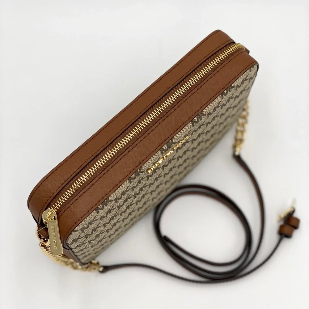 MICHAEL KORS LARGE EW CROSSBODY NAT/ LUGGAGE - Picture 4 of 16